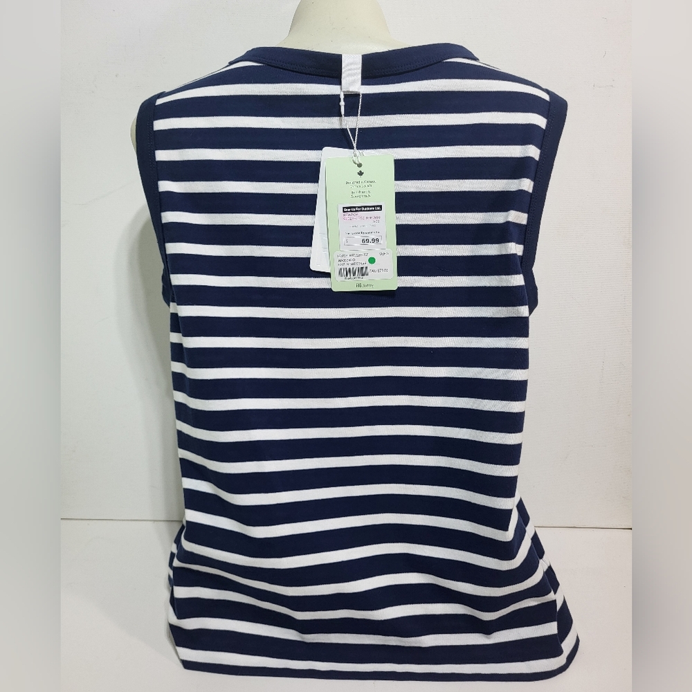 NWT Fig Newport Sleeveless Top - White & Navy Stripped - Picture 2 of 7